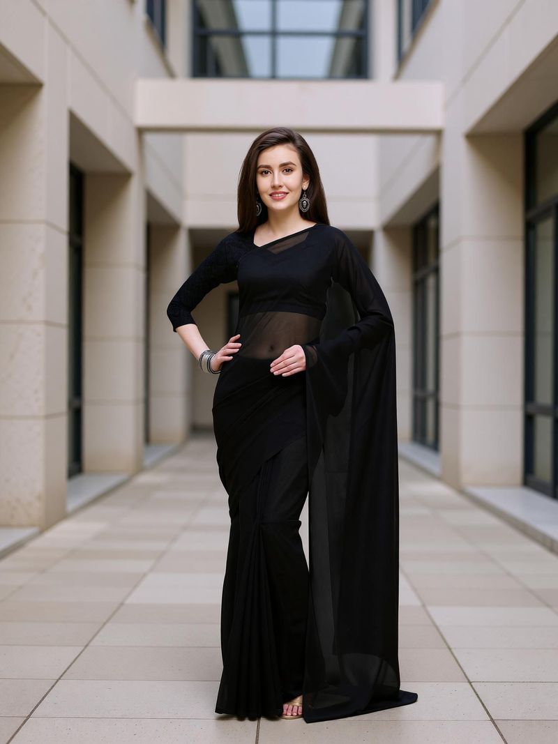 Anand Sarees সলিড/পà§à¦²à§à¦à¦¨ বলিà¦à¦¡ - Image 5
