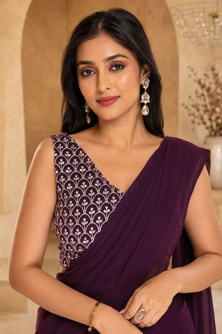 Rityanusaar Embroidered Pre Draped Saree - Image 3