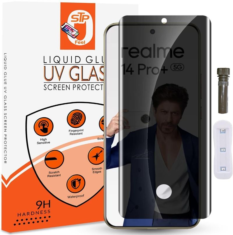 STP FEEL Tempered Glass Guard for Realme 14 Pro Plus 5G, Realme14ProPlus, Realme14ProPlus5G, UV Advanced Curved Privacy Screen Protector Guard with Easy Installation Kit (Pack of 1) - Image 2