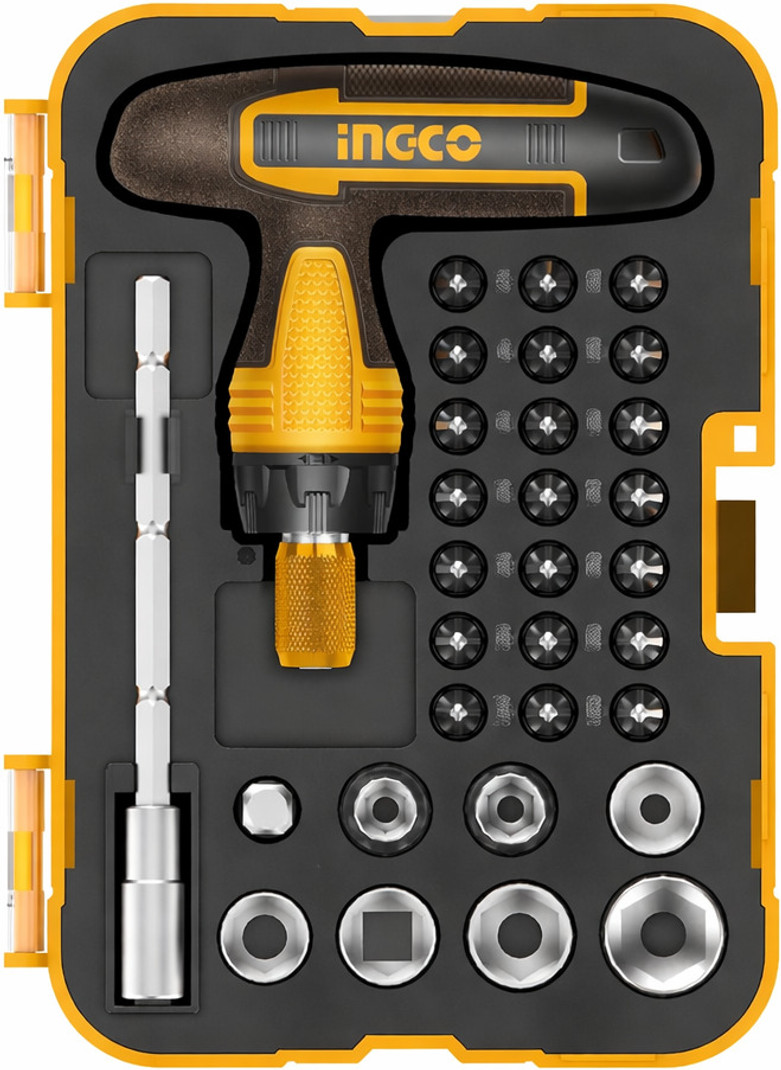 HTY INGCO T-Handle Set HKSDB0318-N Ratchet Screwdriver Set Pack of 31