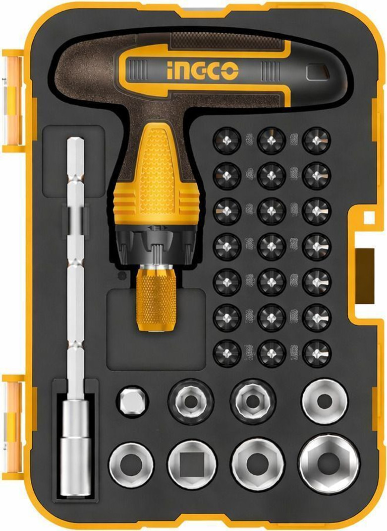 INGCO T-Handle Wrench Screwdriver Set Ratchet Screwdriver Kit Set Ratchet Screwdriver Set Pack of 31