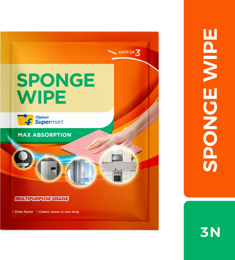 Flipkart Supermart Sponge Wipe Large, Pack of 3
