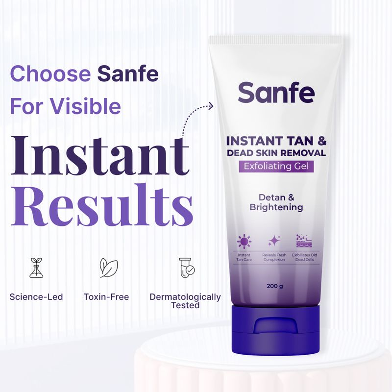 Sanfe Instant Tan & Dead Skin Removal Exfoliating Gel | Visibly Removes Tan Scrub (200 g) - Image 4