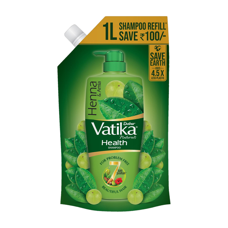 Health Shampoo Refill Pouch | With 7 natural ingredients | Controls Frizz (1 L)