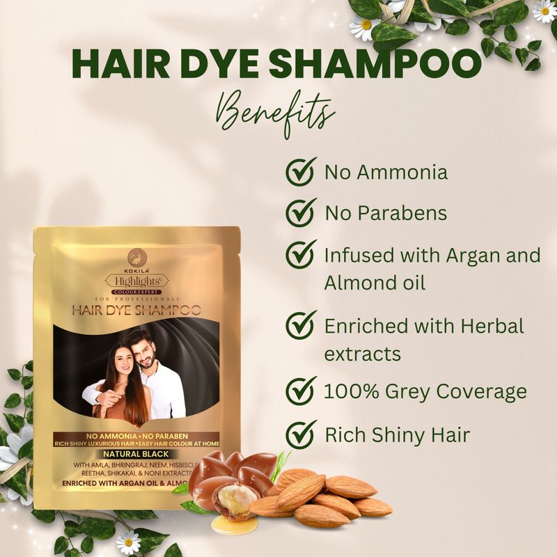 KOKILA Natural Black Hair Color Shampoo 25ml Sachets (Pack of 10) - Image 5
