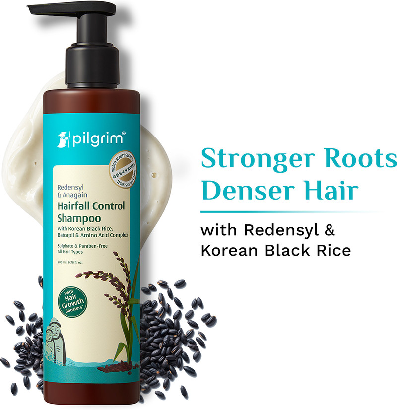 Pilgrim Hairfall Control Shampoo For Women | Promotes Hair Growth With Korean Black Rice