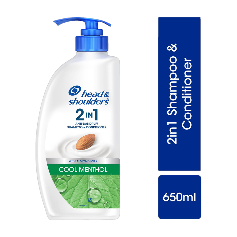 HEAD & SHOULDERS Cool Menthol 2-in-1 Anti-Dandruff Shampoo + Conditioner for All-Hair Types (650 ml)