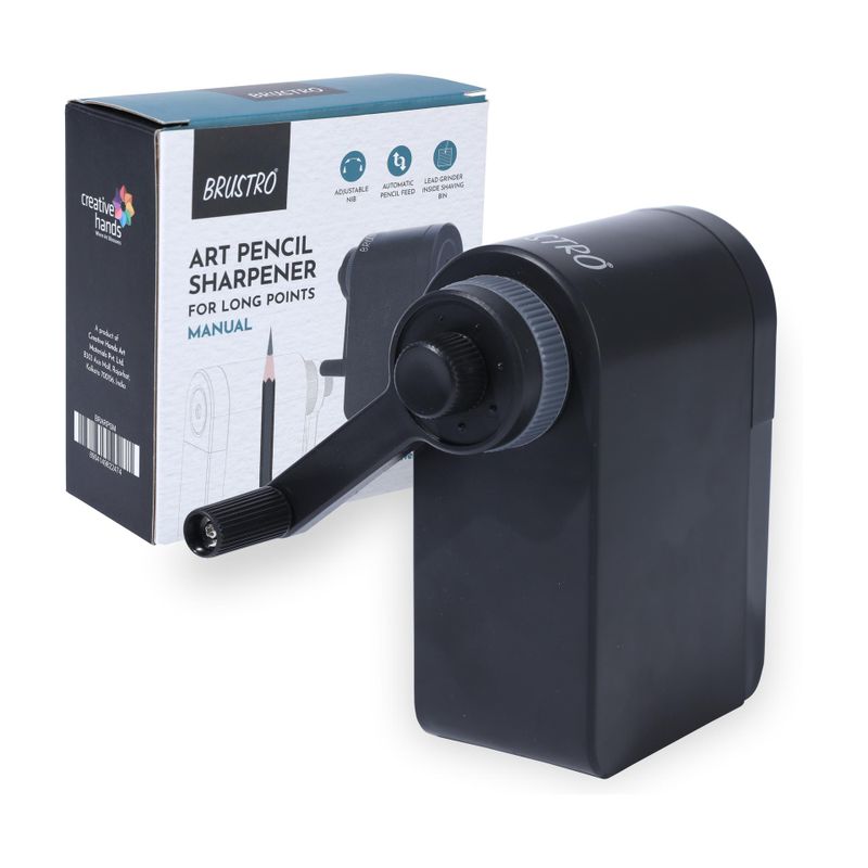 BRuSTRO Art Pencil Sharpener with Long Points, Black - Image 2