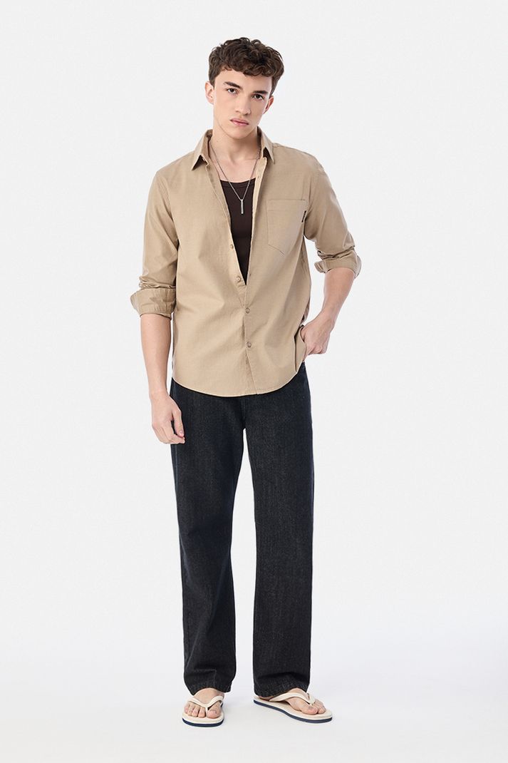 Snitch Men Regular Fit Solid Spread Collar Shirt - Image 3