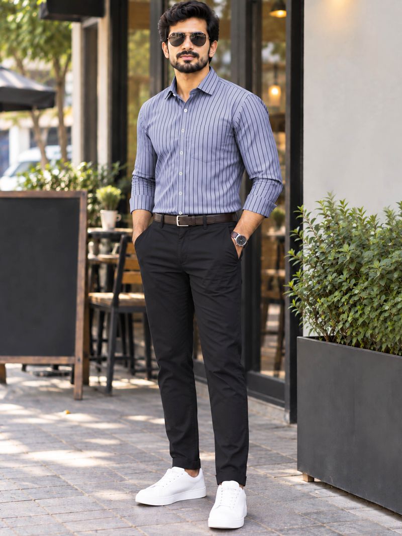 VeBNoR Men Regular Fit Striped Shirt - Image 5