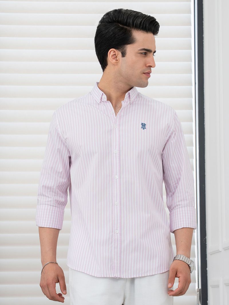 RED TAPE Men Relaxed Fit Striped Casual Shirt (Red) - Image 3