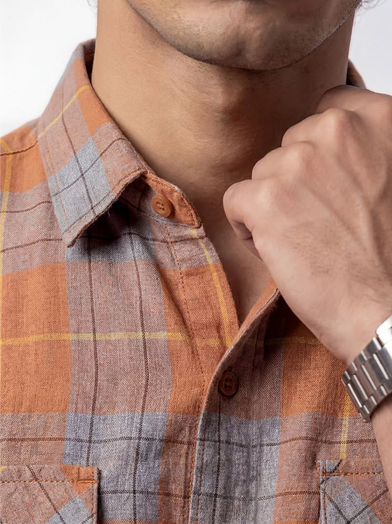 MyDesignation Men Regular Fit Checkered Spread Collar Shirt - Image 5