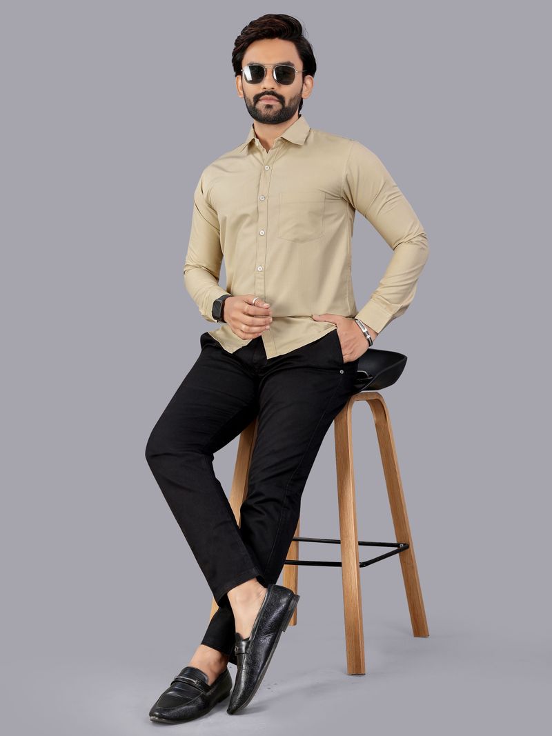 MILDIN Men Slim Fit Solid Spread Collar Formal Shirt - Image 6