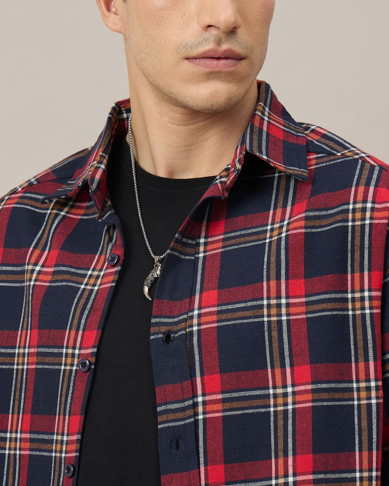 Chimpaaanzee Men Boxy Fit Checkered Shirt - Image 5
