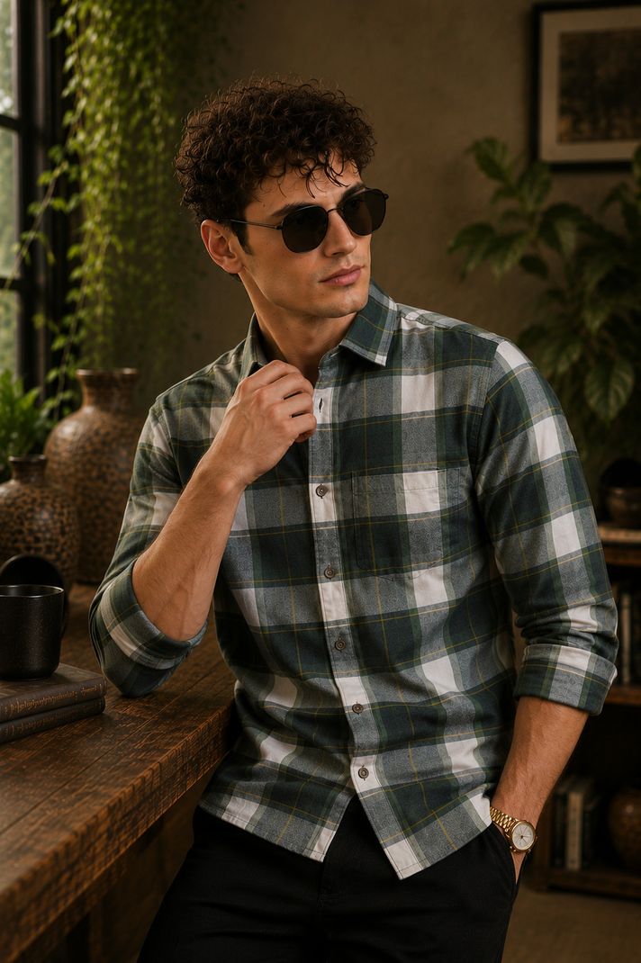 INFINITYGALLARY Men Boxy Fit Checkered Shirt - Image 6