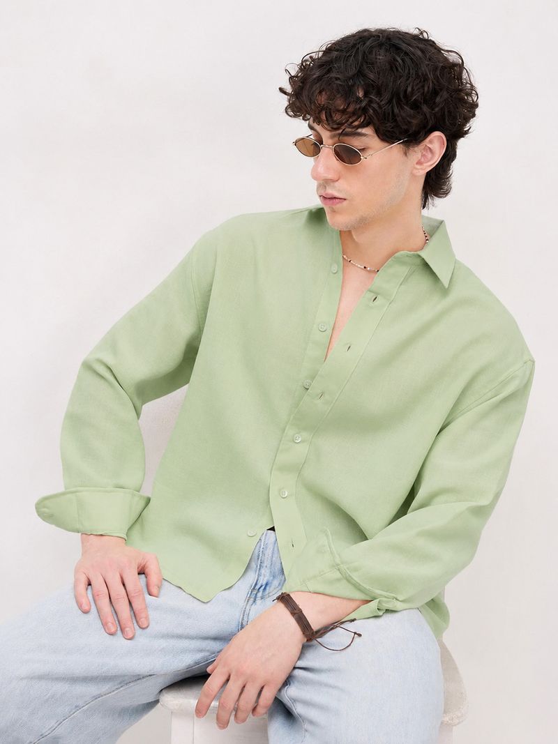 WE KAIKA Men Regular Fit Solid Spread Collar Shirt - Image 2
