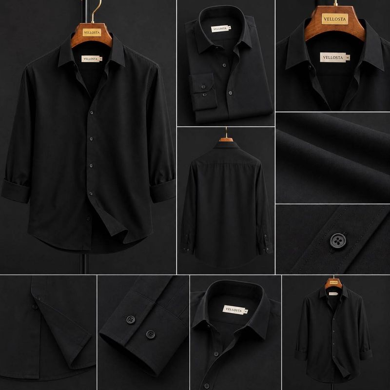 VELLOSTA Men Regular Fit Solid Spread Collar Shirt - Image 6