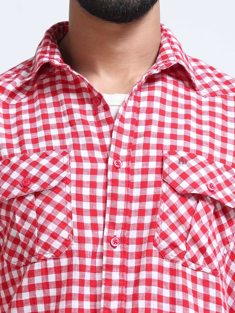 Men Regular Fit Checkered Spread Collar Casual Shirt - Image 3