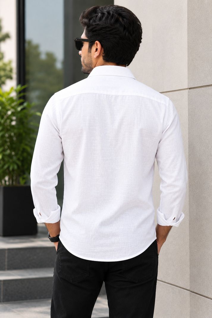 GlowNest Men Regular Fit Solid Spread Collar Shirt - Image 3