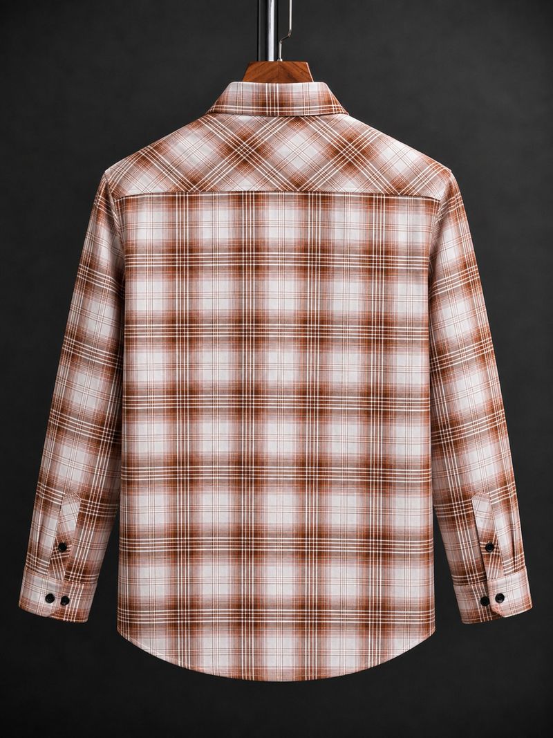 VELLOSTA Men's Checkered Casual Spread Shirt - Image 3