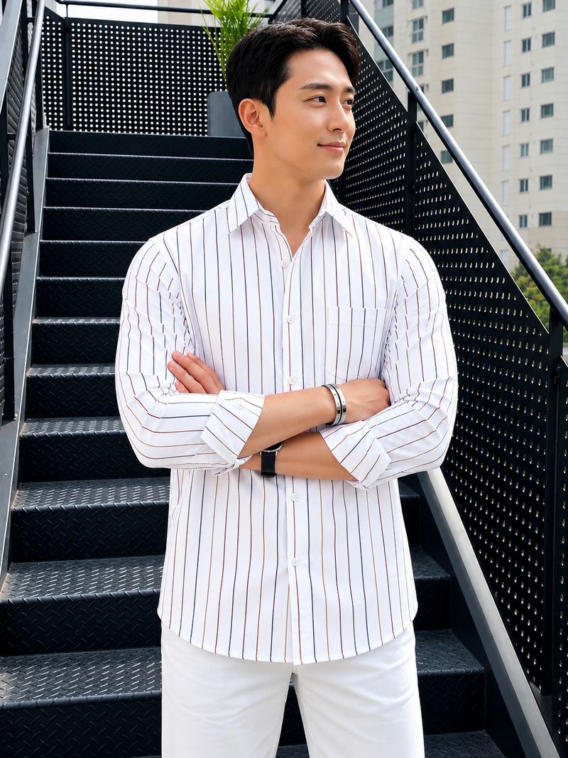 HKV FASHION Men Regular Fit Striped Shirt - Image 6