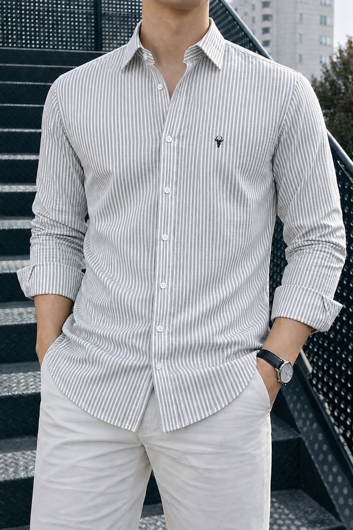 spela Men Regular Fit Striped Spread Collar Casual Shirt - Image 2