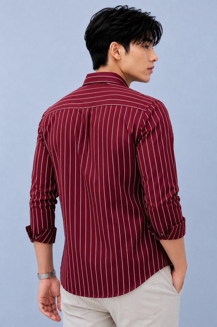 SEEWAYS Men Slim Fit Striped Shirt - Image 3
