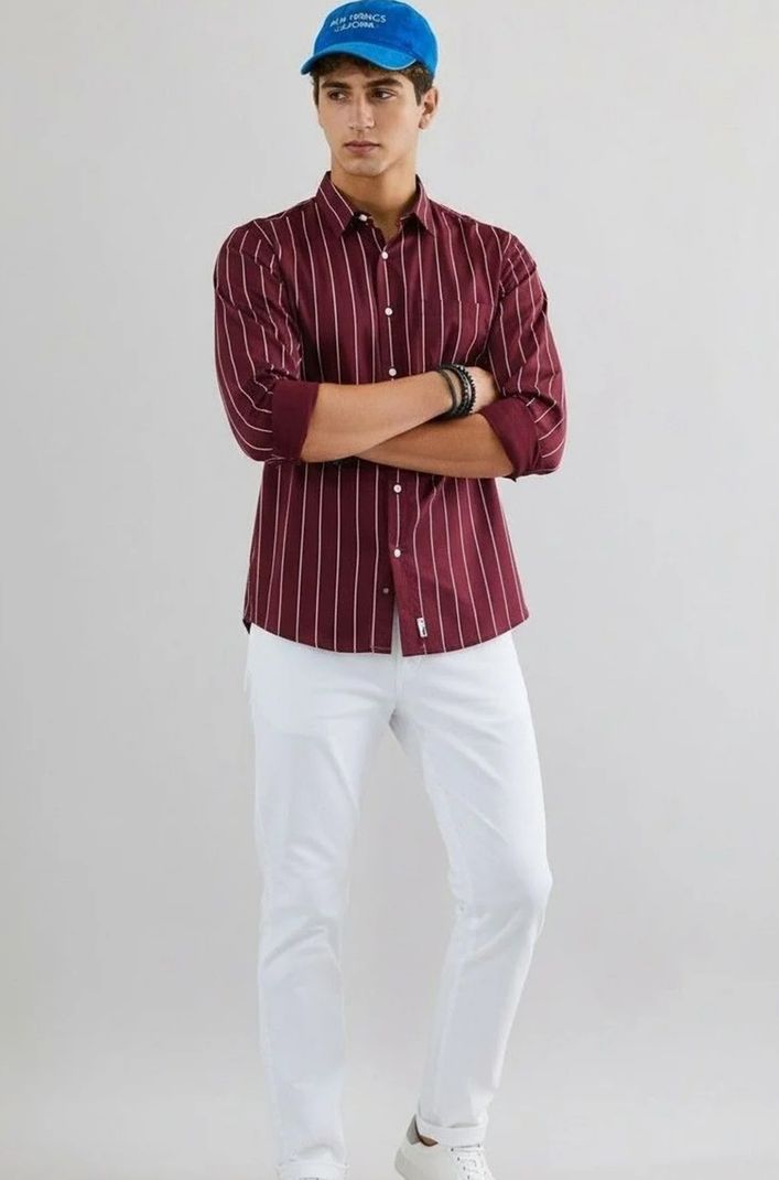 METRONAUT Men Slim Fit Striped Casual Shirt - Image 3