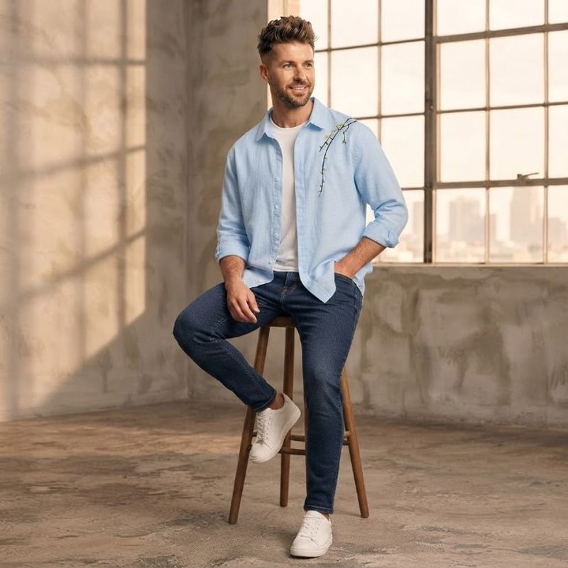 Ziya Clothiing Men Regular Fit Embroidered Casual Shirt - Image 5