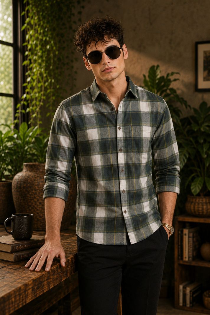 INFINITYGALLARY Men Boxy Fit Checkered Shirt - Image 2