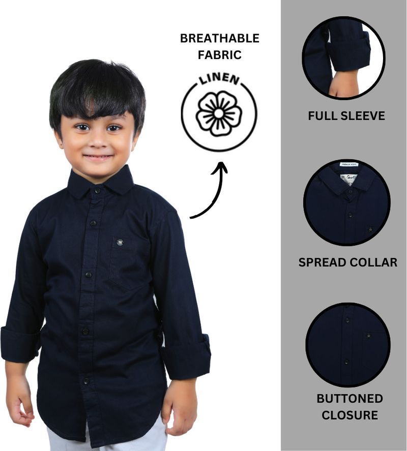 SKY PEARL Boys Regular Fit Solid Spread Collar Shirt - Image 3