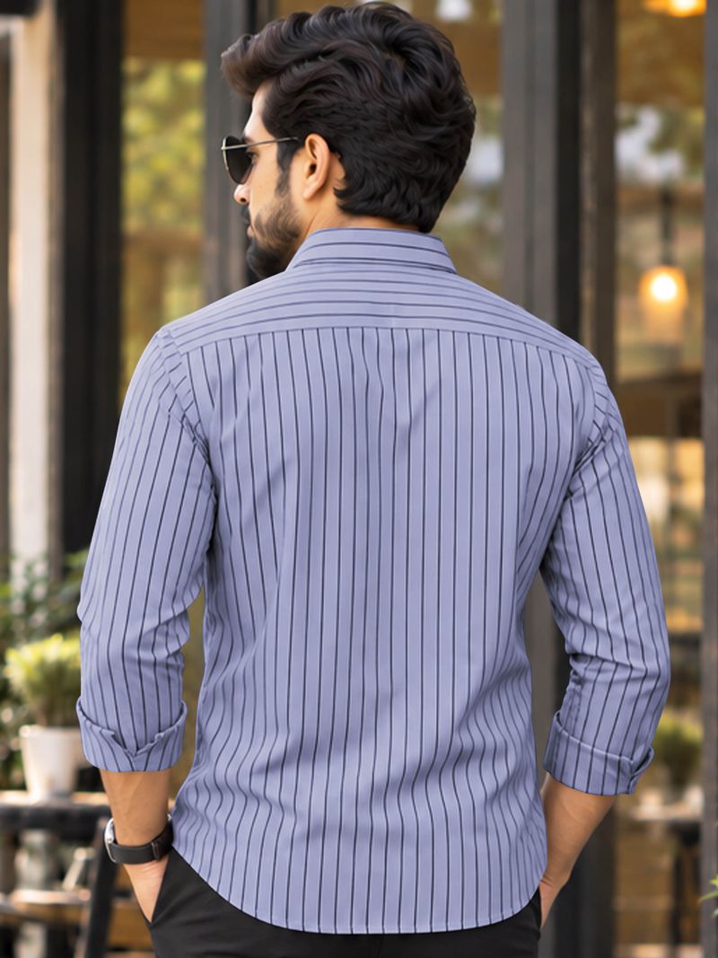 VeBNoR Men Regular Fit Striped Shirt - Image 4