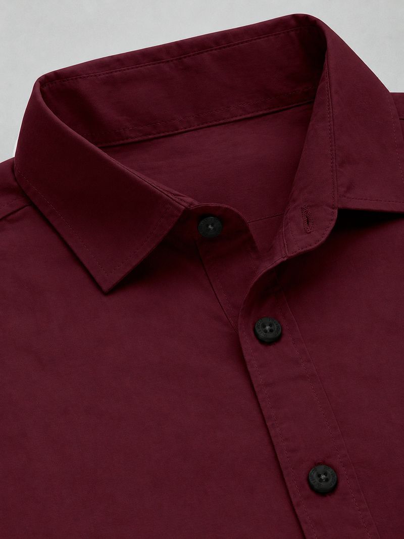 mozero Men Regular Fit Solid Spread Collar Casual Shirt - Image 4