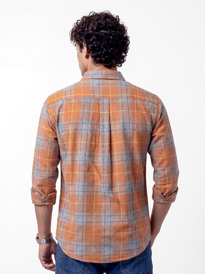 MyDesignation Men Regular Fit Checkered Spread Collar Shirt - Image 3