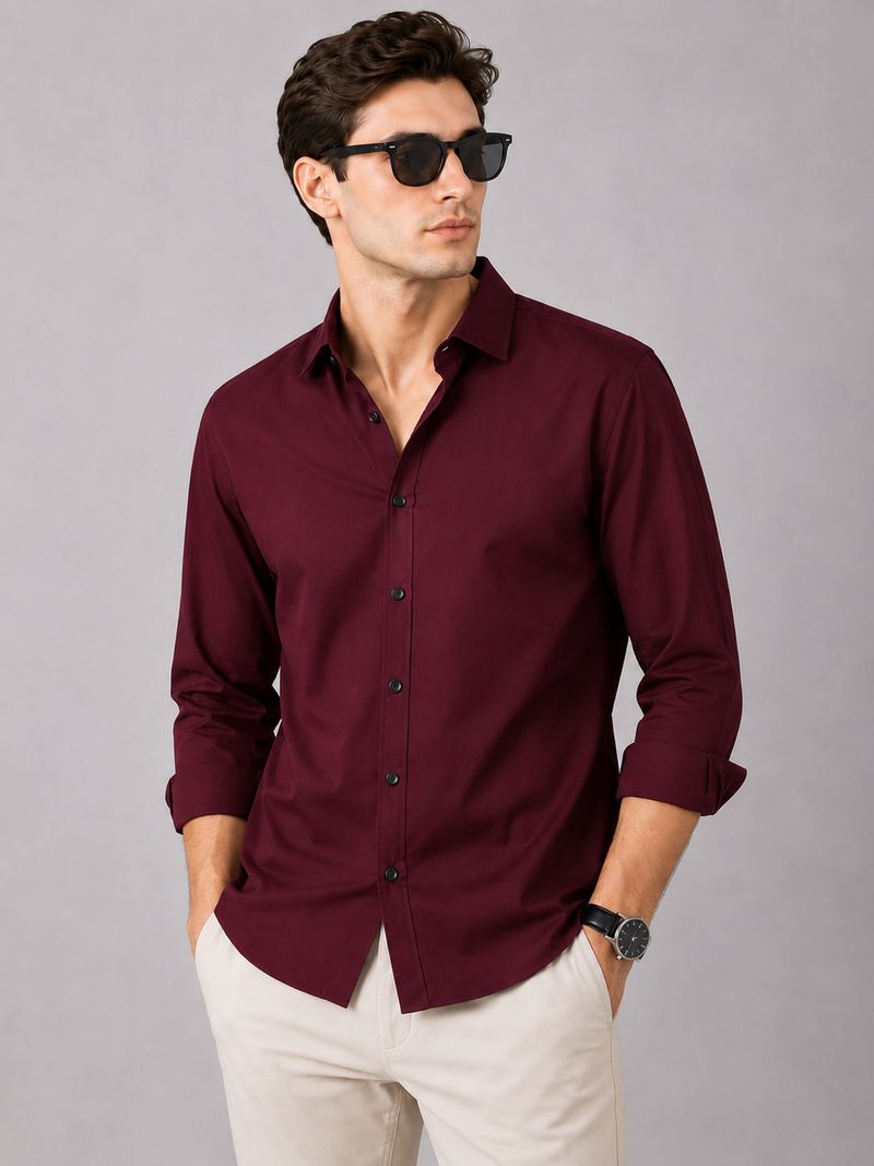 DSLASH Men Regular Fit Solid Spread Collar Casual Shirt - Image 5