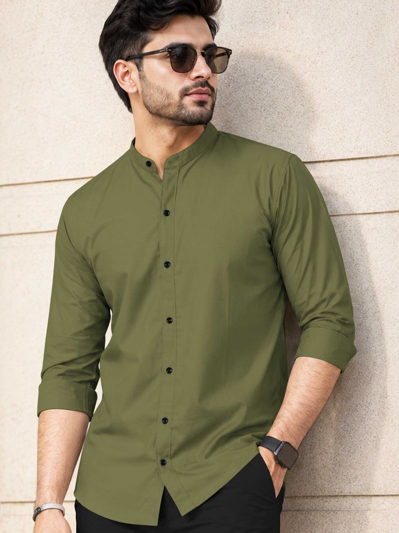 VeBNoR Men Mandarin Collar Casual Shirt - Image 2