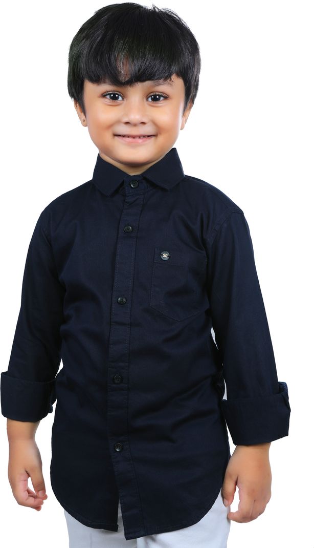 SKY PEARL Boys Regular Fit Solid Spread Collar Shirt - Image 2