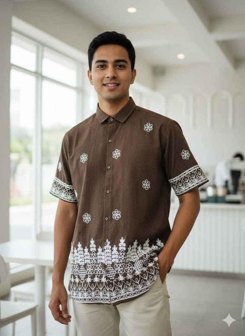 ELEANERMENS Men's Embroidered Casual Spread Shirt - Image 4