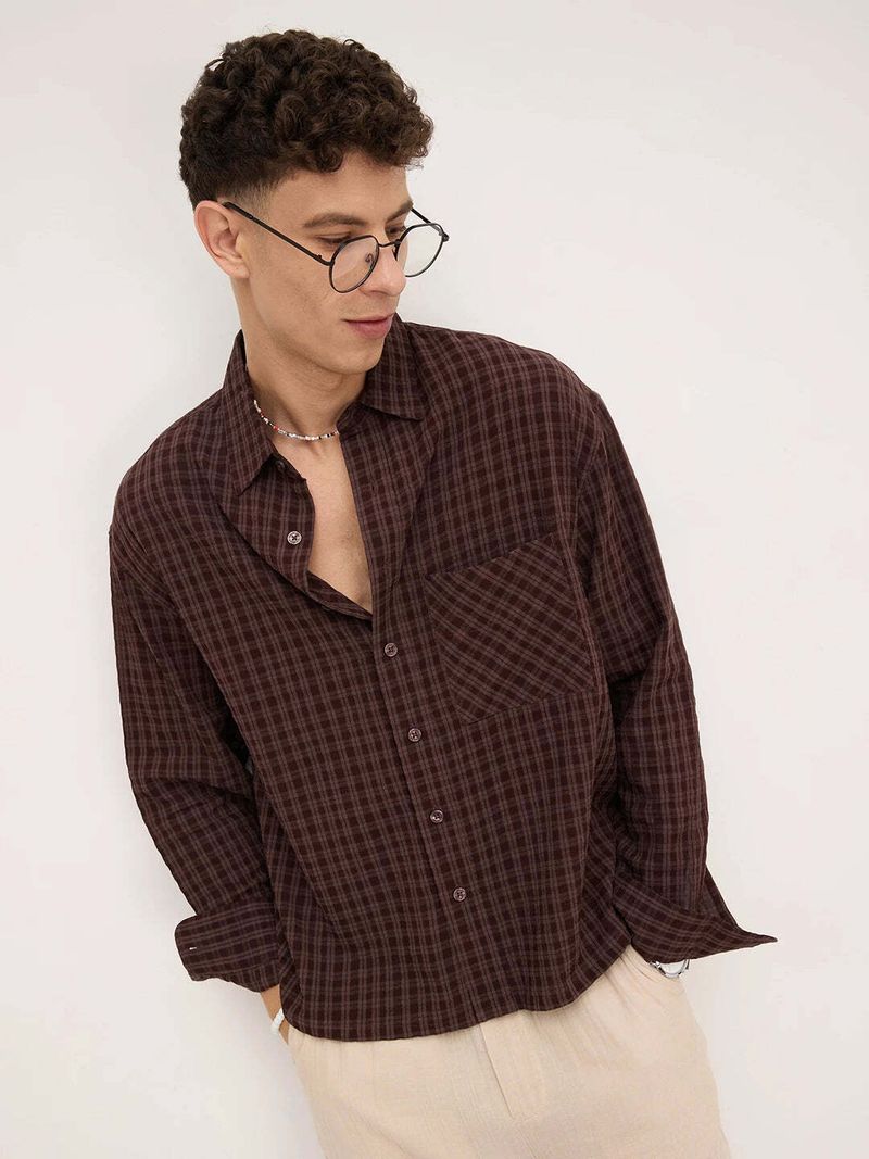 VASTRADO Men Oversized Checkered Casual Shirt - Image 3