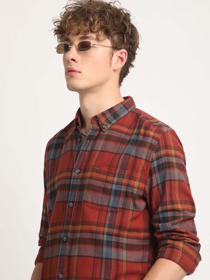 THE BEAR HOUSE Men Slim Fit Checkered Casual Shirt - Image 2
