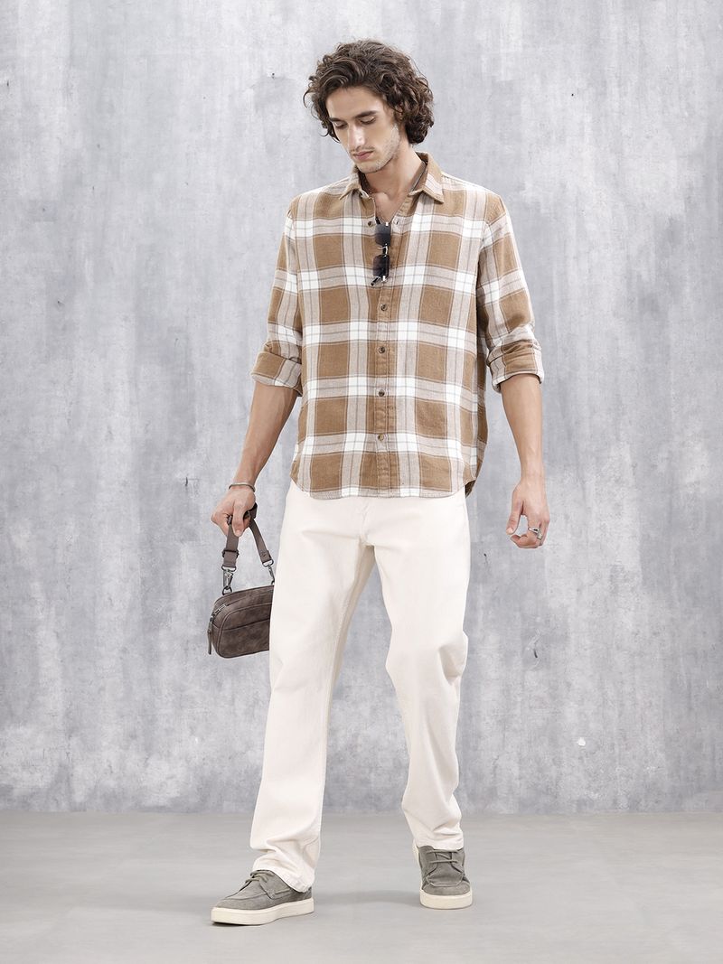 WROGN Men Slim Fit Checkered Casual Shirt - Image 4