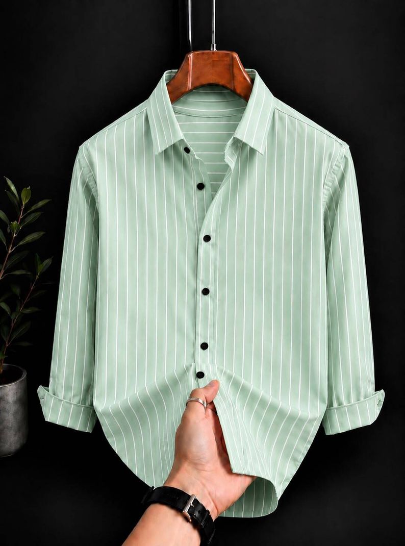 indicare Men Regular Fit Striped Ribbed Collar Shirt - Image 2