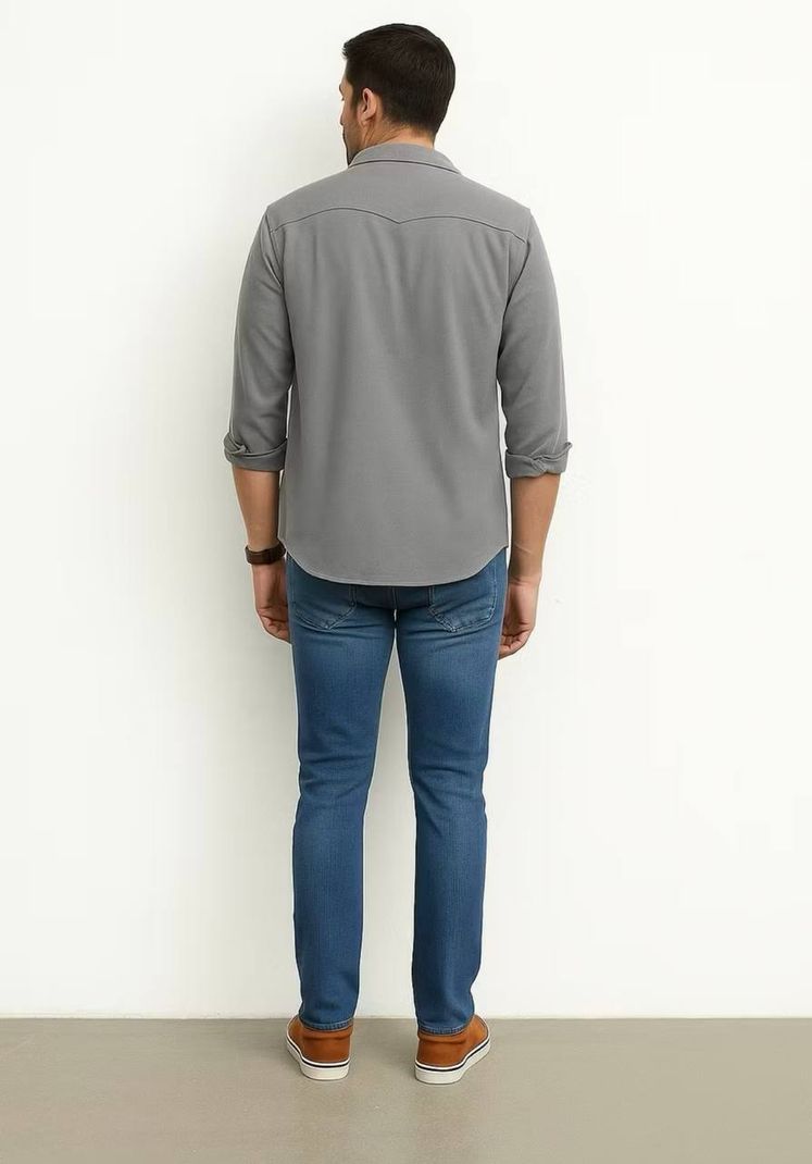 JCOSTA Men Regular Fit Solid Spread Collar Shirt - Image 4