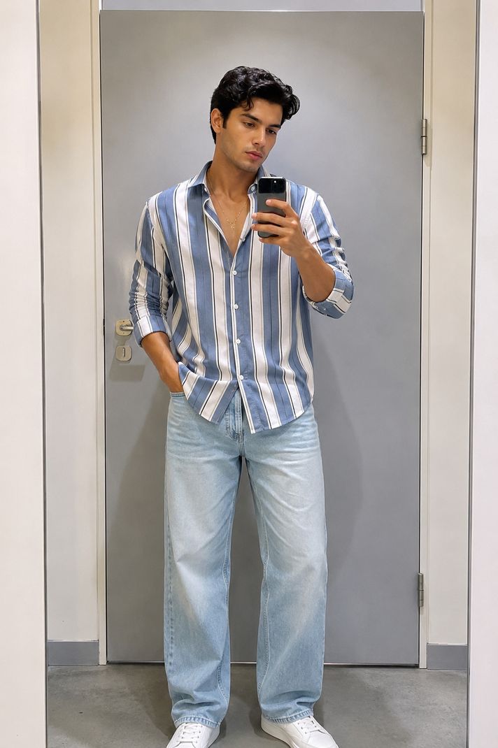 Men Regular Fit Striped Button Down Shirt - Image 2