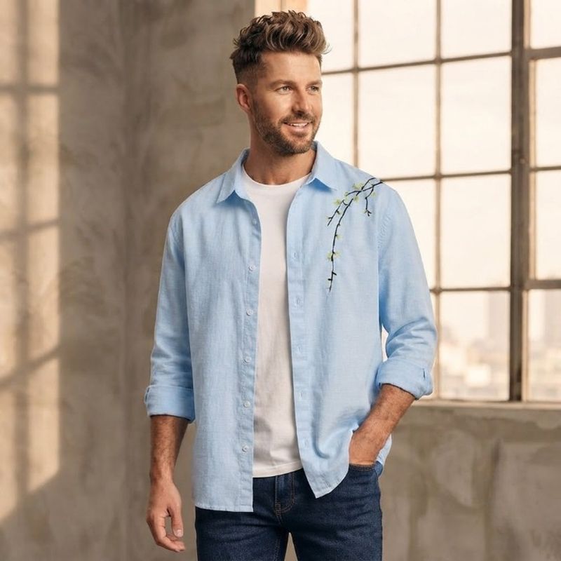Ziya Clothiing Men Regular Fit Embroidered Casual Shirt - Image 3