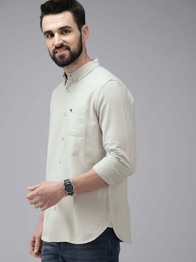 THE BEAR HOUSE Men Slim Fit Solid Button Down Collar Casual Shirt