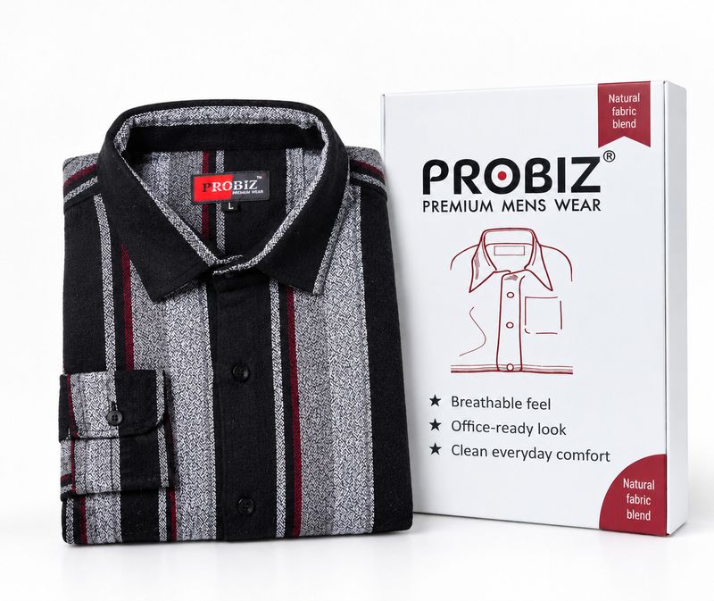 PROBIZ Men Boxy Fit Striped Spread Collar Shirt - Image 2