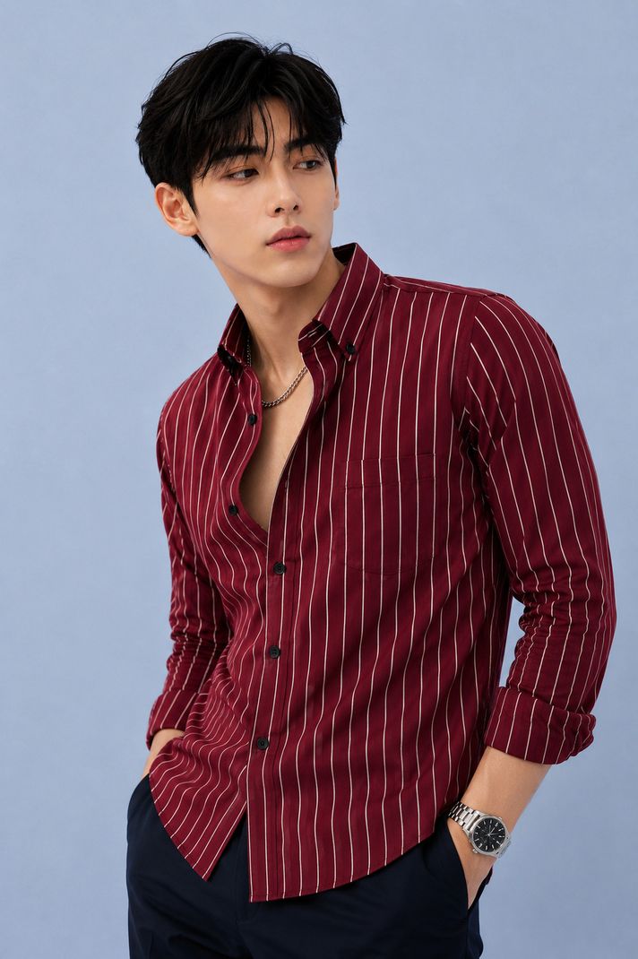 SEEWAYS Men Slim Fit Striped Shirt - Image 2