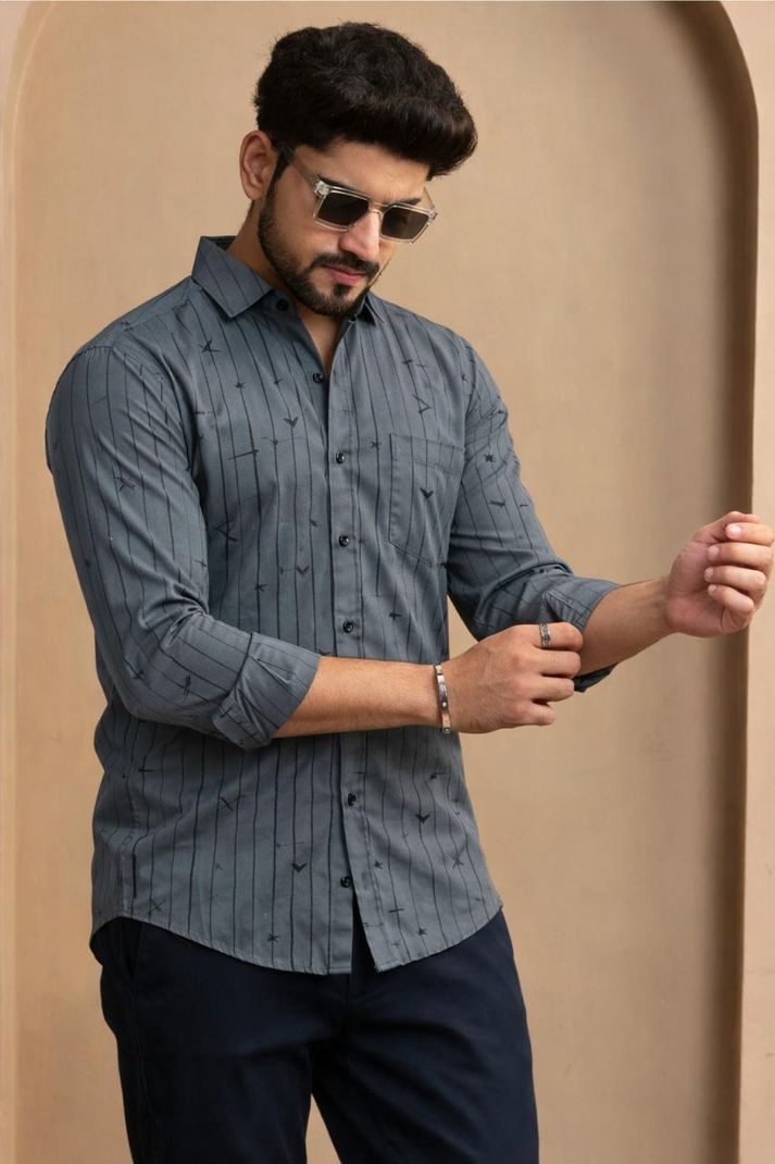 Erica Men Regular Fit Striped Spread Collar Shirt - Image 5