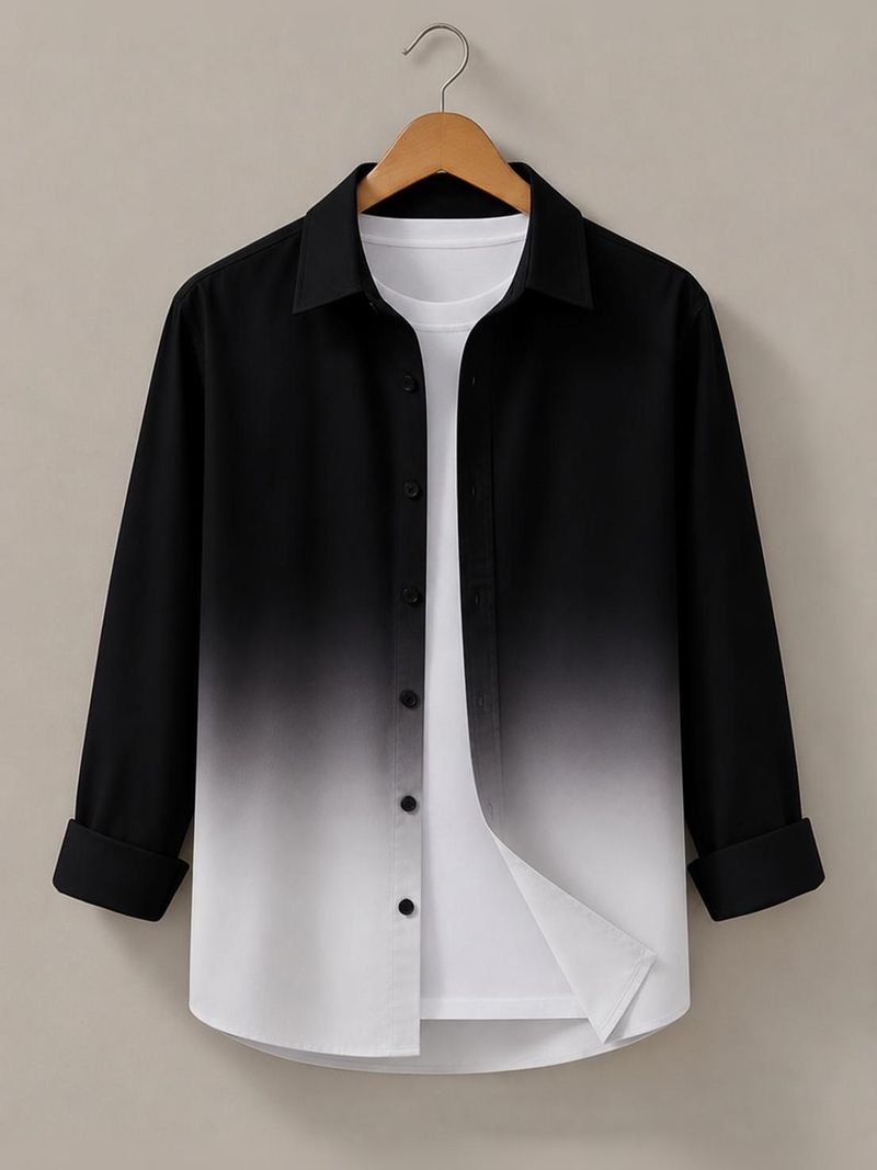 Kizyoo Men Regular Fit Dyed/Ombre Spread Collar Party Shirt - Image 2